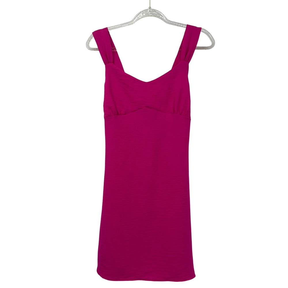 Rolla Coster Los Angeles Hot‎ Pink Textured Mini Dress Womens L Sweetheart Zip